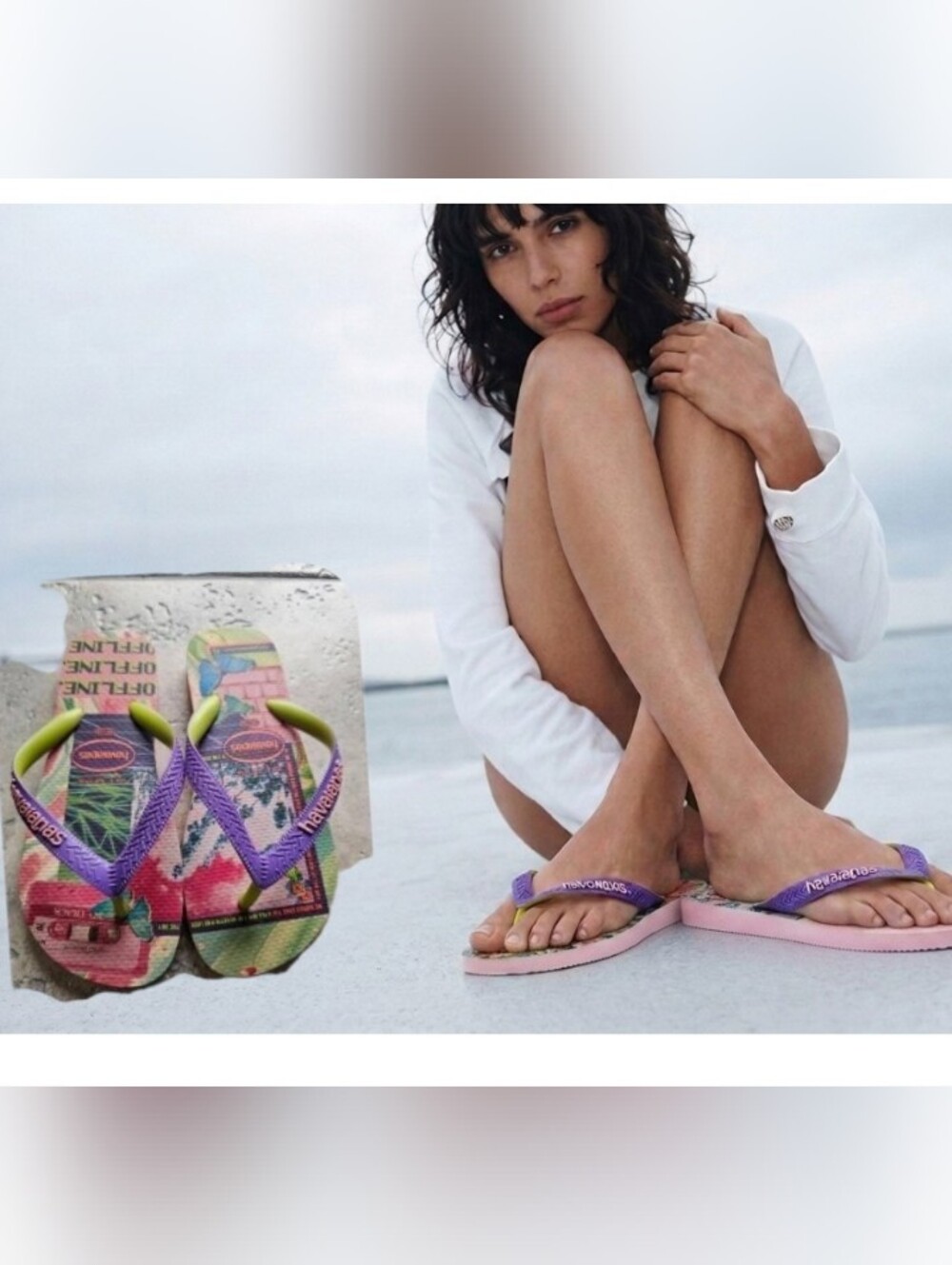 Havaianas Colorful Printed Flip Flops with Purple Straps